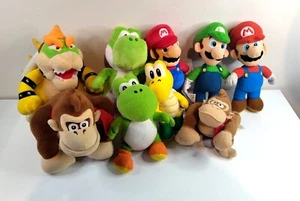 9 x GENUINE Nintendo Super Mario Plush LUIGI Bowser DONKEY KONG Yoshi - Picture 1 of 17