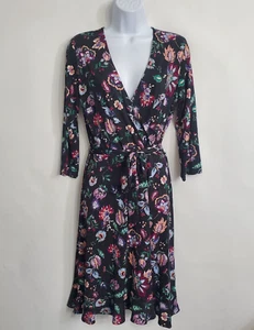 Leota Womens Perfect Wrap Ruffle Hem Dress Size M Enchanting Raspberry Radiance - Picture 1 of 13