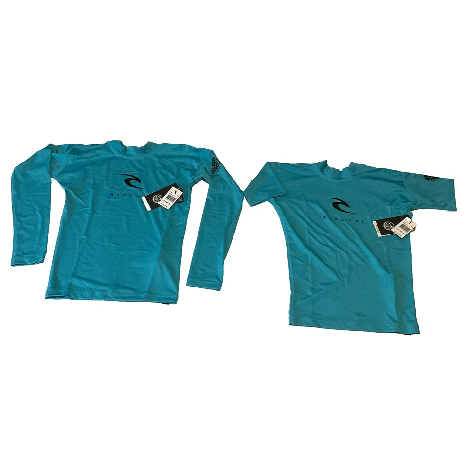 Camisetas antidesgarro Rip Curl protección contra erupciones niños talla 6 azul manga larga y corta 2 camisas Foto 1 de 4
