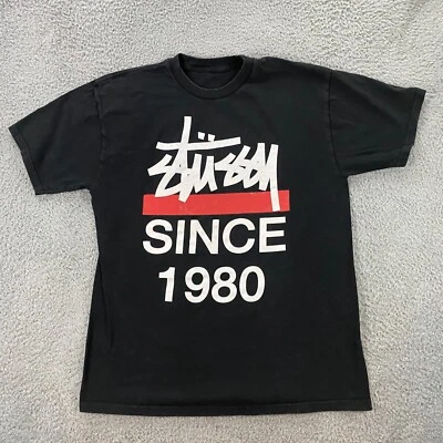 Vintage Stussy Since 1980 T-Shirt Mens M-L Graphic Tee Spell Out Y2K 90s Skate - Image 1 of 4