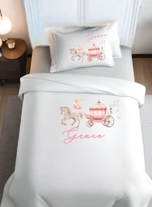 Personalisiertes Kinder Prinzessin Einzelbettwäscheset, Kissenbezug, Kinderzimmer Schlafzimmer Artikel - Bild 1 von 3