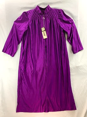 NUEVO CON ETIQUETAS Bata de Satén HouseDress Mujer Grande Púrpura Largo LS Cremallera Hecho en EE. UU. Foto 1 de 4