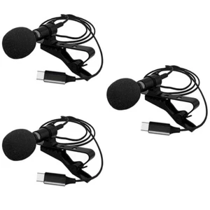 3 Pieces Mini Phone Microphone Lavalier for Smartphone Recording Condenser Mics - Picture 1 of 12