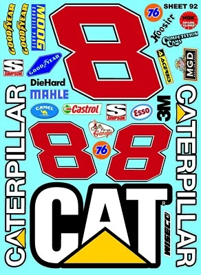 WHITE VINYL RACING Sticker Racing SHEET 92-R/C MODEL Die-cut -Decals 1/12-1/10 - Image 1 of 4