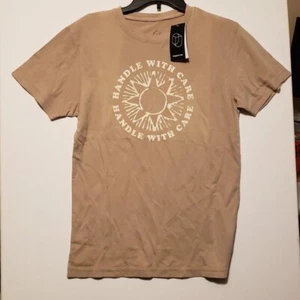 Adult Botanical Dyed Short Sleeve T-Shirt - Original Use Tan/Sun Print Size S - Picture 1 of 3