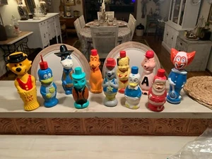 Vintage 1960s LOT OF 12 Plastic Soakys soakies BLUE QUICK DRAW MCGRAW BOZO MORE - Picture 1 of 24