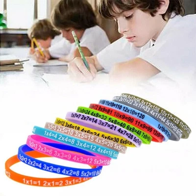12Pcs/Set Multiplication Tables Silicone Bracelet Learn Wristband-- Math S0A6 - Image 1 of 4