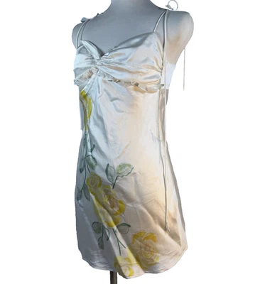 For Love And Lemons sz S READ Millie Floral Slip Style Mini Dress Yellow Roses - Image 1 of 4