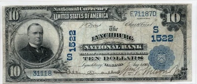 1902 - Ten Dollars $10 National Bank Lynchburg Virginia Note - Image 1 of 2