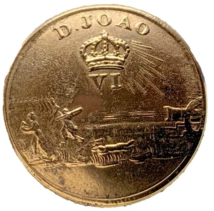 KING JOHN VI (DOM JOÃO) PORTUGAL & BRAZIL CORONATION COAT BUTTON 24mm 1816 NOS - Picture 1 of 9