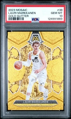 2023-24 Mosaic Basketball Lauri Markkanen #38 Gold Glitter /5 PSA 10 - Image 1 of 2