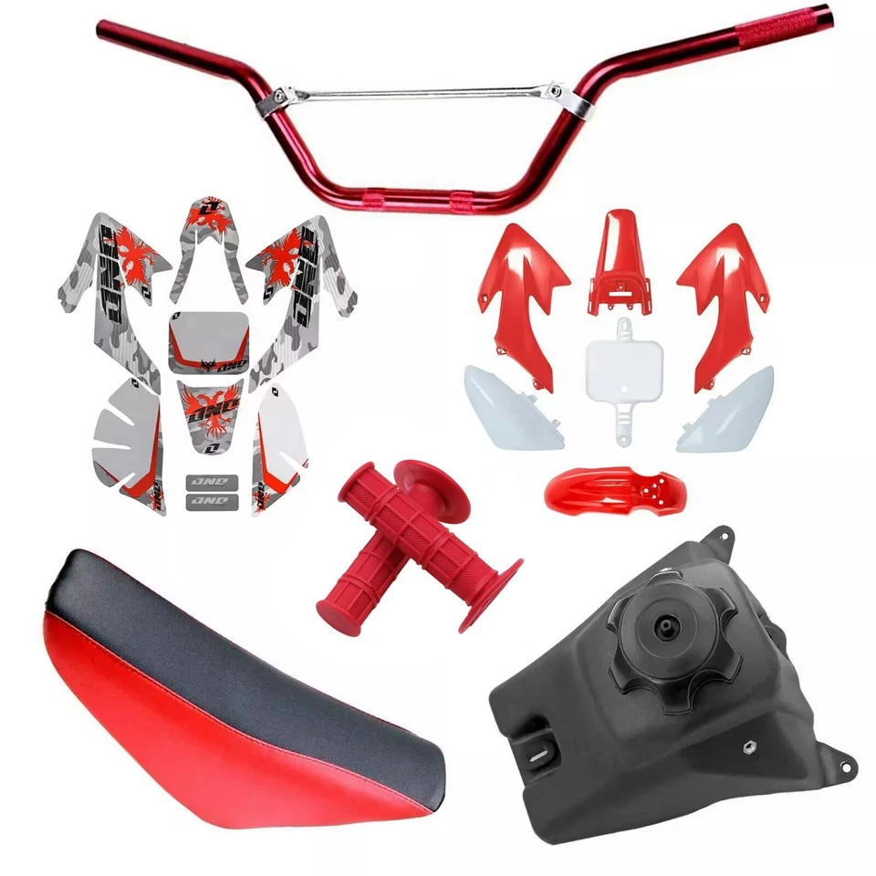  Guardabarros de plástico + pegatina + asiento + tanque de combustible + empuñaduras de manillar para CRF50 XR50 Foto 1 de 4