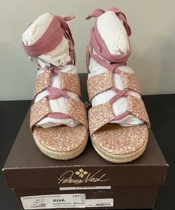 New Patricia Nash Riva Espadrille Wedge Leather Sandals - Blush Bouquet 9.5 - Picture 1 of 7