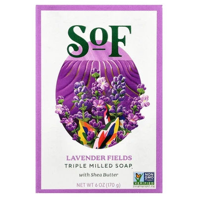 Triple Milled Bar Soap with Shea Butter, Lavender Fields, 6 oz (170 g) - Image 1 of 3