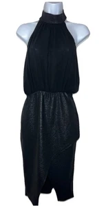 PRIVY Black Halter Open Back SnakeSkin Bodycon Sheer dress LBD woman’s Large - Picture 1 of 15