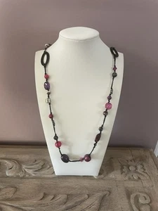 Next Long Pink And Purple Bead Neckkace - Picture 1 of 5