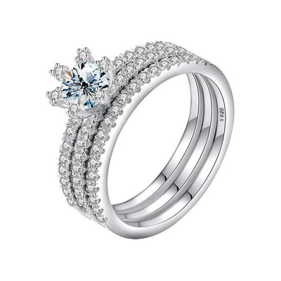 Ladies 925 Sterling Silver 0.5Ct Round Cut Moissanite Solitaire Wedding Ring - Image 1 of 4