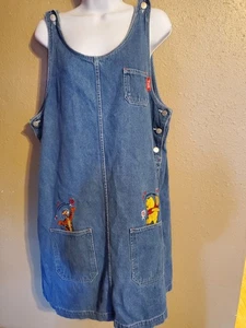 Vntg Womens Sz XL Winnie the pooh/Tigger bib jumper Apron denim dress adjustable - Picture 1 of 11