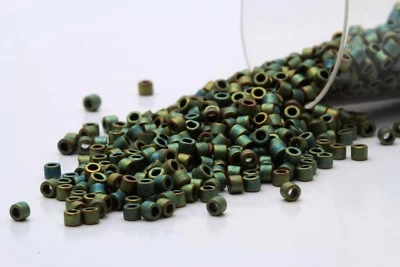 Miyuki Delicas 11/0  Metallic Matte Green Seed Beads DB-324 - Image 1 of 2