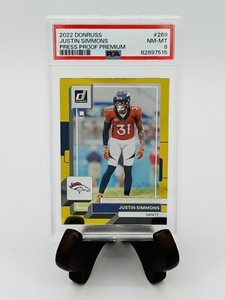 2022 Panini Donruss Press Proof Premium 12/50 Justin Simmons #269 PSA 8