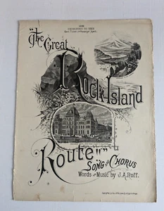 1882 RAILROAD Noten THE GREAT ROCK ISLAND ROUTE ~ Chicago Train Station - Bild 1 von 3