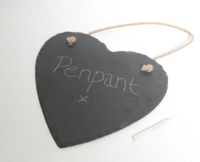 Slate Heart Shaped Notice Board with Soapstone Chalk - New - Image 1 of 3