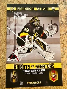 #33/41 MARC-ANDRE FLEURY VEGAS GOLDEN KNIGHTS POSTER 3/2/18 OTTAWA SENATORS - Imagen 1 de 1