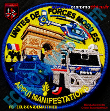 Ecusson UNITES DE FORCES MOBILES gilet jaune blindé helicoptere gendarmerie FR