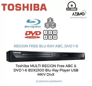 Toshiba Multi Region Free Blu-ray ABC DVD 1-6 BDX2100 SD Dolby MKV DivX Player R - Picture 1 of 12