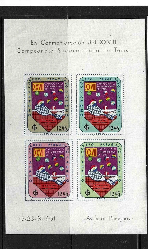 Paraguay / 28th South American Tennis Championship . Imperforated . MNH - Image 1 of 2