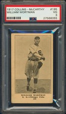 1917 E135 Collins McCarthy #195 William Wortman PSA 3 Chicago Cubs