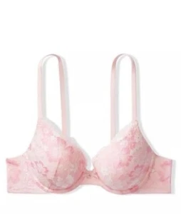 Neu mit Etikett Victoria's Secret Body rosa Spitze 38D von Victoria perfekte Form Push-up-BH - Bild 1 von 4
