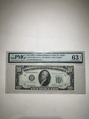 Federal Reserve Note St. Louis $10 1950 HN Narrow (HA Block) Clark | Snyder - Image 1 of 2
