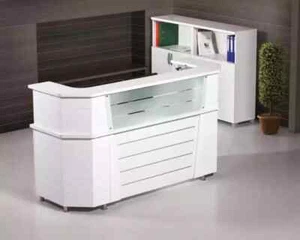 Büromöbel Rezeption Empfangsbereich Weiße Arbeitszimmermöbel Office - Bild 1 von 1