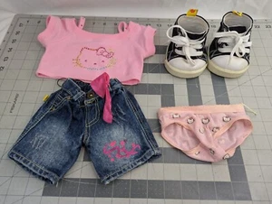 Build a Bear Hello Kitty Shirt Jean Shorts High Top Sneakers Stuffed Animal Toy - Picture 1 of 11