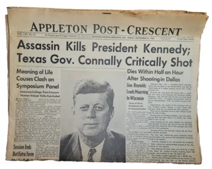 Appleton Post-Crescent Vol LXV No 27 November 22 1963 Newspaper with JFK Article - Picture 1 of 4