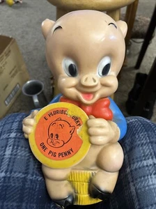 Vtg 1972 Porky Pig Coin Piggy Bank E Pluribus One Big Penny Plastic Warner Bros - Picture 1 of 6
