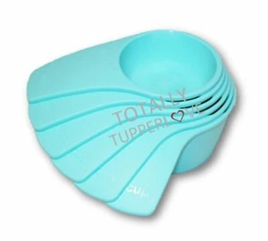 Nuevas tazas medidoras Tupperware 6 piezas cucharas anidación azul agua claro - Imagen 1 de 2