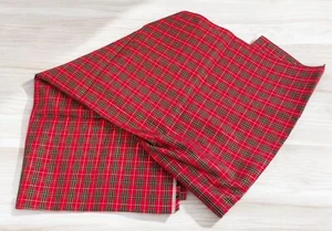 Red & Green Tartan Plaid Fabric with Gold Accents 60" x 63" Christmas Remnant - Picture 1 of 10