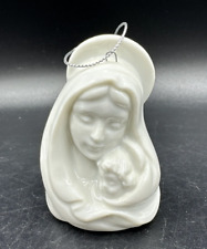 Vintage Mary & Baby Jesus White Porcelain 2.5" Christmas Ornament Midwest Import