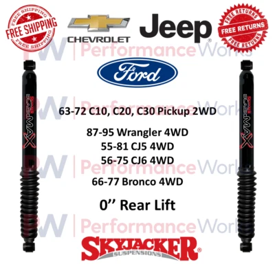 Par de Amortecedores Skyjacker Black MAX 0" Elevador Traseiro Para Bronco, Wrangler, C10/C30 PU - Imagem 1 de 4