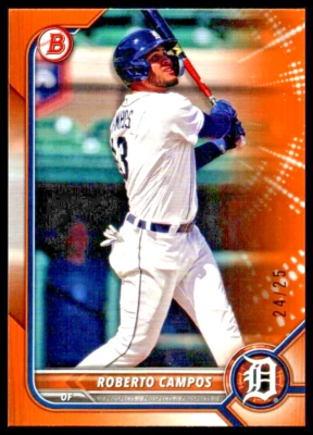 2022 Bowman Draft Orange #BD39 Roberto Campos Detroit Tigers/25 - Image 1 of 2