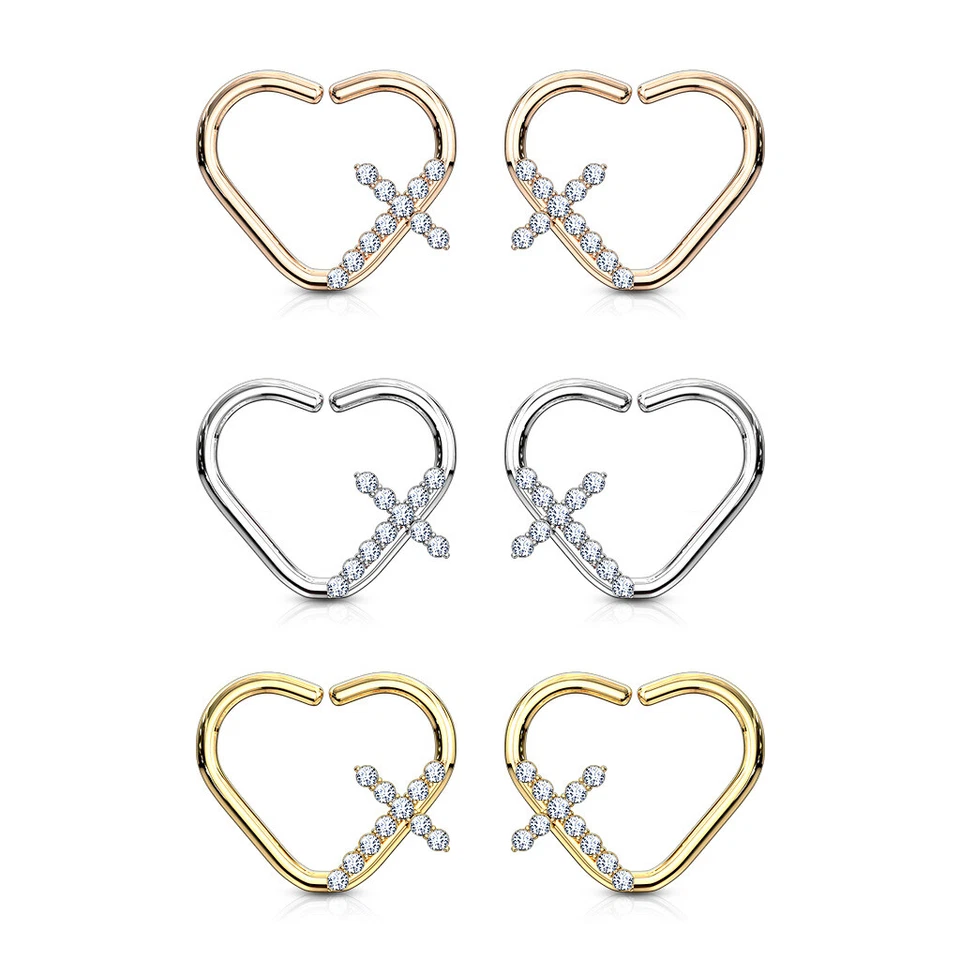 金色 CZ 铺面十字耳软骨 Tragus Rook Snug Daith 环穿孔 — 第 1/4 张图片