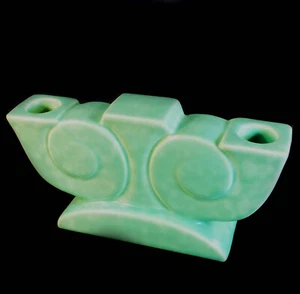 RARE POOLE POTTERY SYLVAN WARE ART DECO TABLE CANDELABRA by JOHN ADAMS - 1934 - Picture 1 of 10