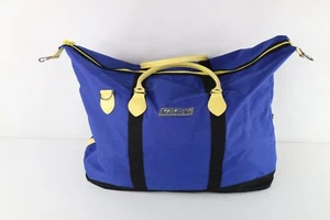 Vintage 90s Y2K Streetwear Color Block Handled Beach Duffel Bag Carry On Blue - Picture 1 of 9