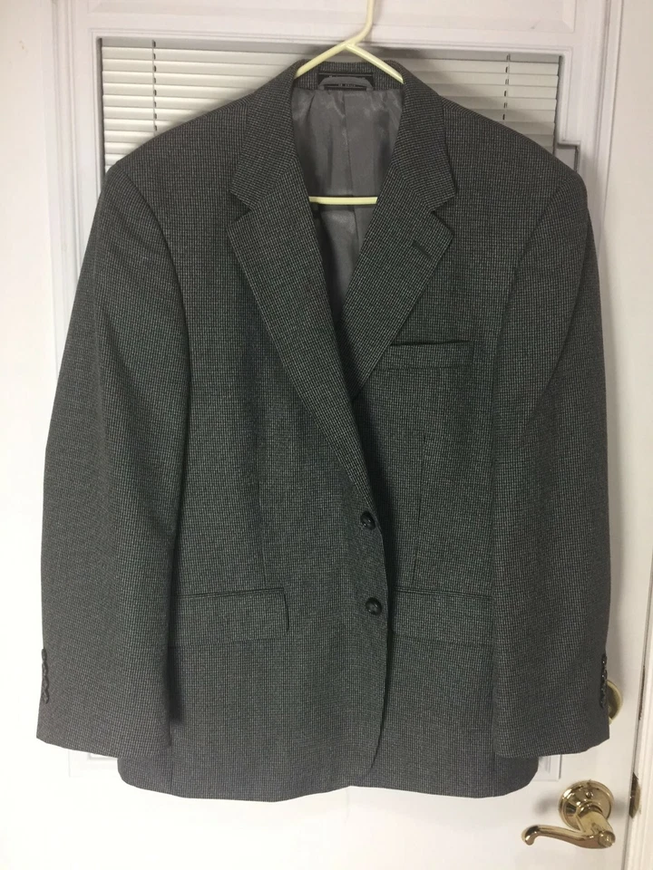 Jaqueta esportiva masculina blazer de dois botões preta e cinza Statements tamanho 44 curta - Imagem 1 de 4