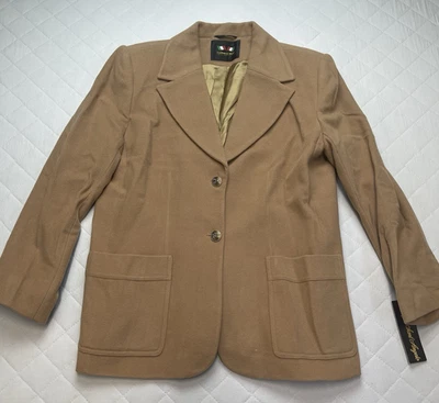 Chaqueta Blazer Vintage Giorgio Sant Angelo Talla 14 Lana Cachemira Tostado Camel Foto 1 de 4