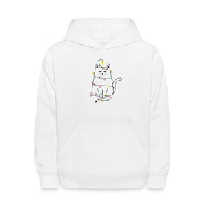 Grumpy Christmas Cat With String Of Lights Kids' Hoodie - Picture 1 of 10