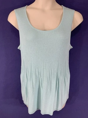 Camiseta sin mangas J. JILL Plus 2X-20W-22W Pullover verde mar tejido seda cami Foto 1 de 4