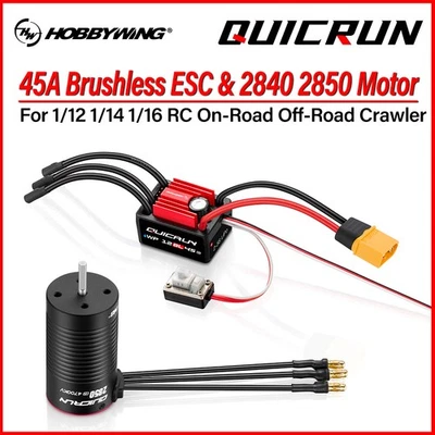 HOBBYWING Brushless Sensorless 2840 2850 Motor 45A ESC For 1/12 1/14 1/16 Cars - Image 1 of 4